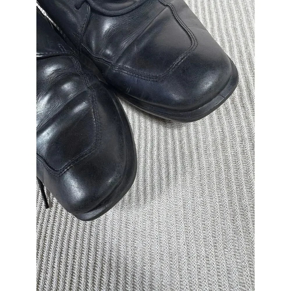 Ecco Shoes Mens Size 41 EU Black Leather Oxford Extra Width Made Portugal